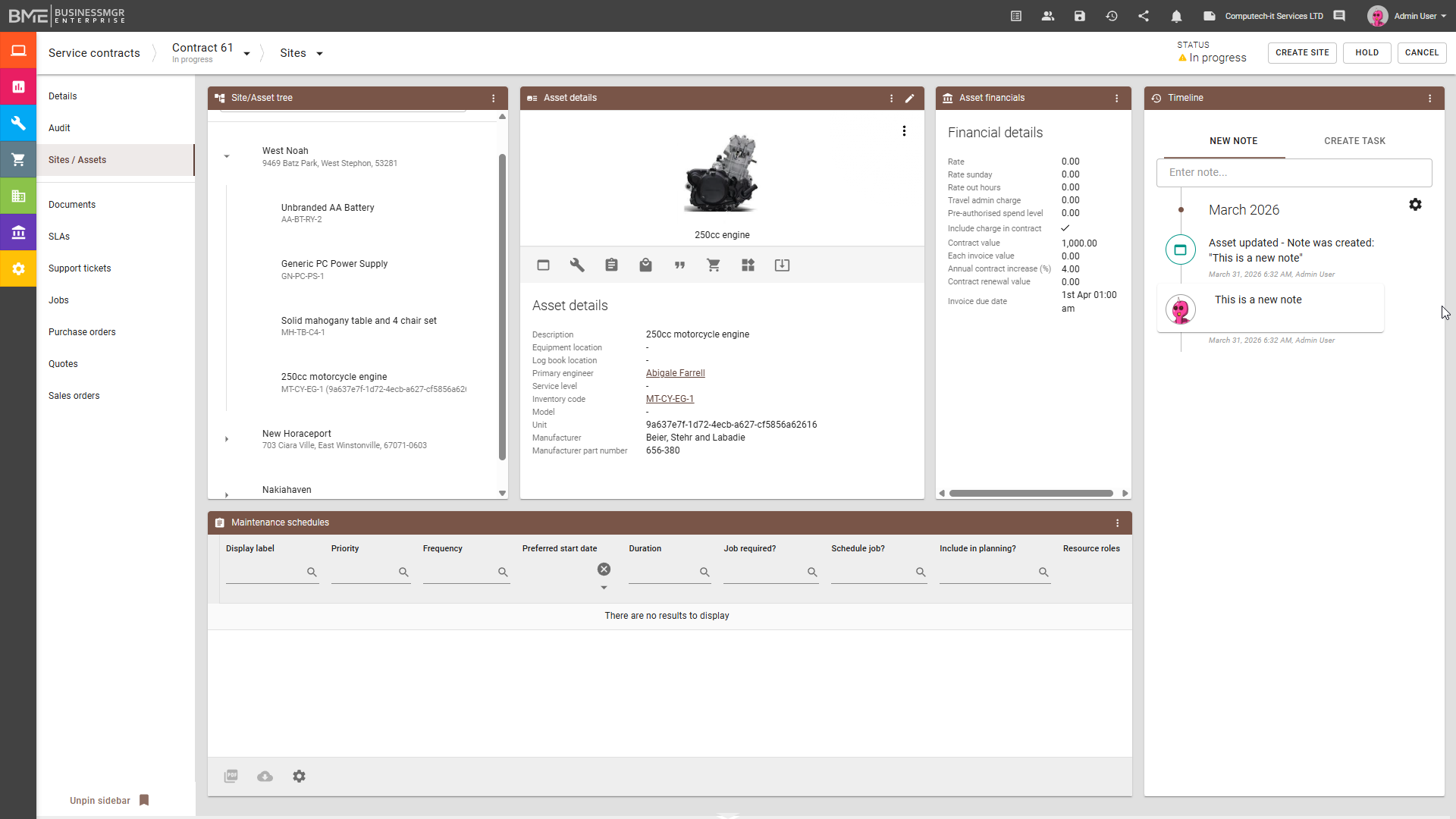 Service Contract and Asset Management