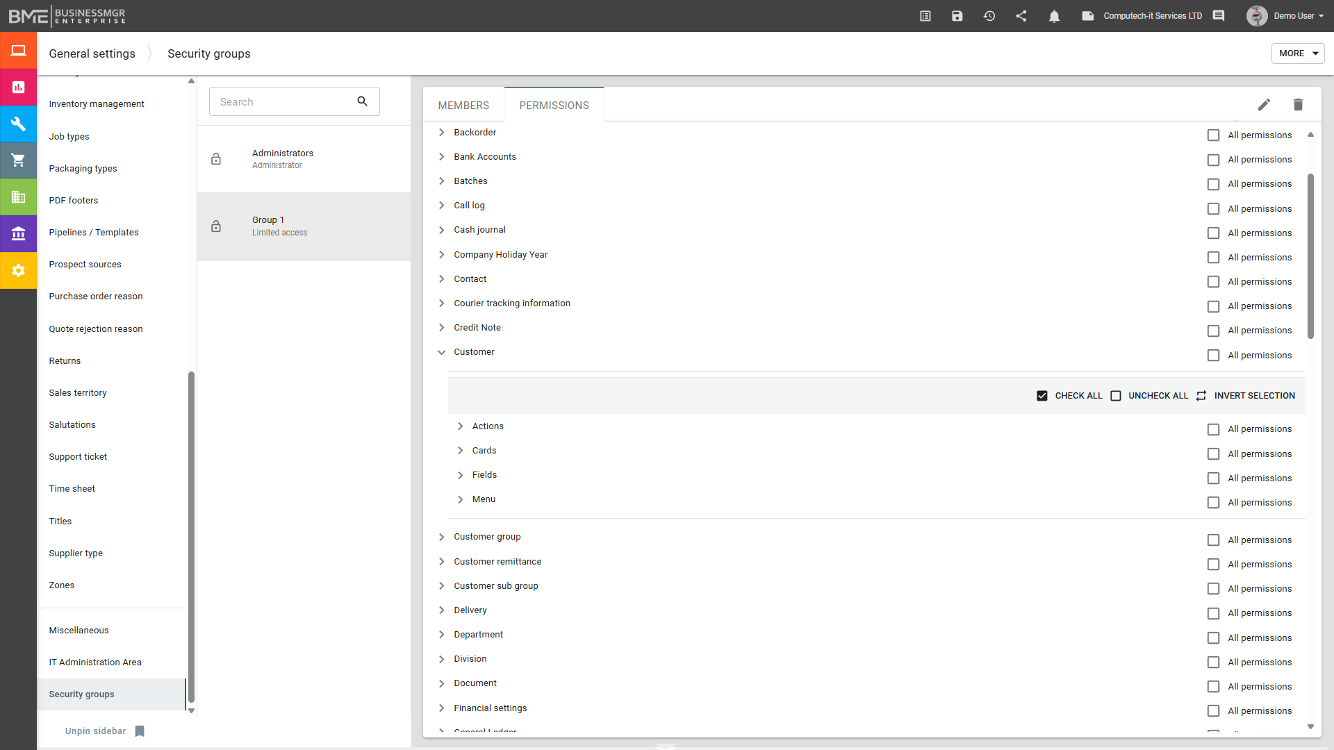System Security and User Permissions